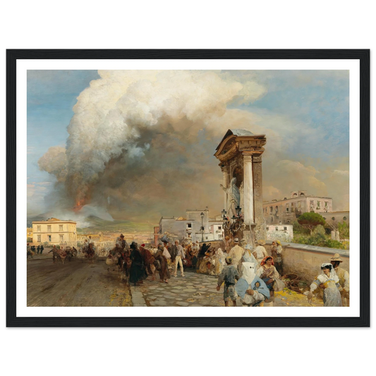 Ausbruch des Vesuv Art Print | Oswald Achenbach - Framed Poster - 30x40 cm / 12x16″ - Black frame