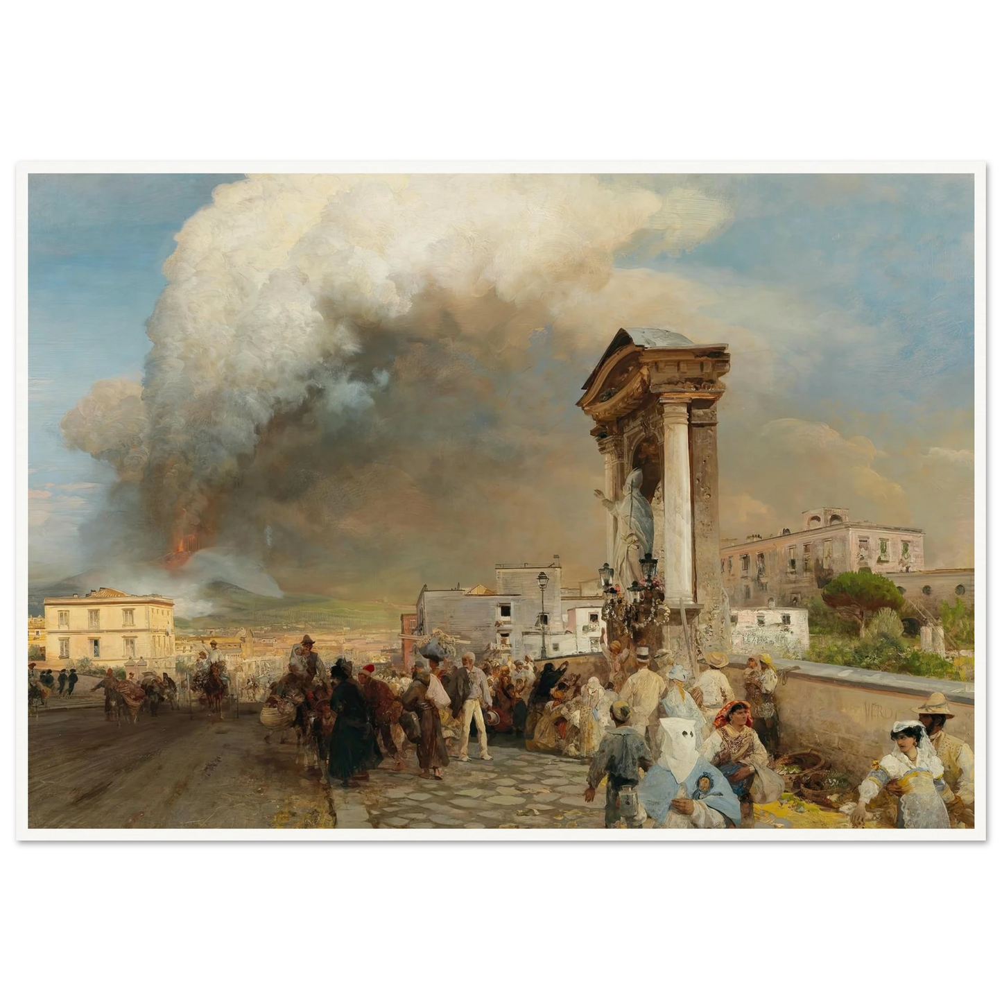 Ausbruch des Vesuv Art Print | Oswald Achenbach - Framed Poster - 30x40 cm / 12x16″ - Black frame