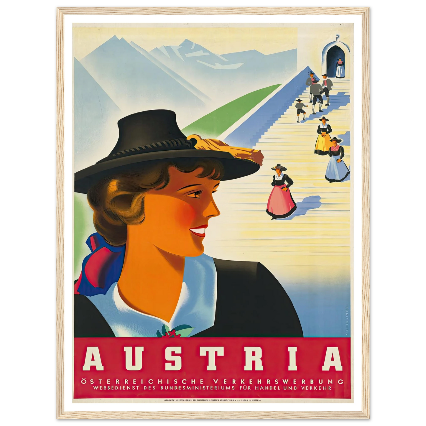 Austria Art Print | Joseph Binder - Framed Poster - 30x40 cm / 12x16″ - Black frame