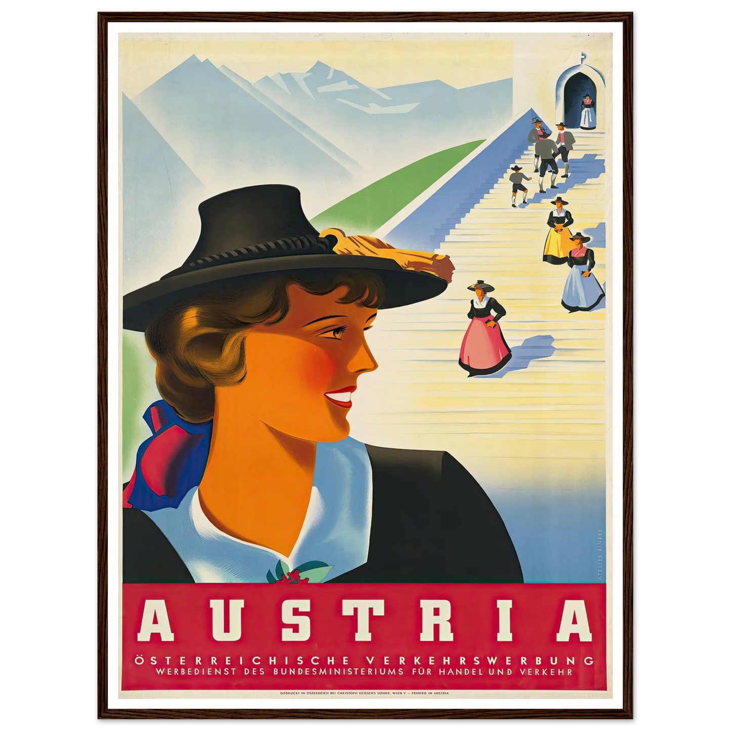 Austria Art Print | Joseph Binder - Framed Poster - 30x40 cm / 12x16″ - Black frame