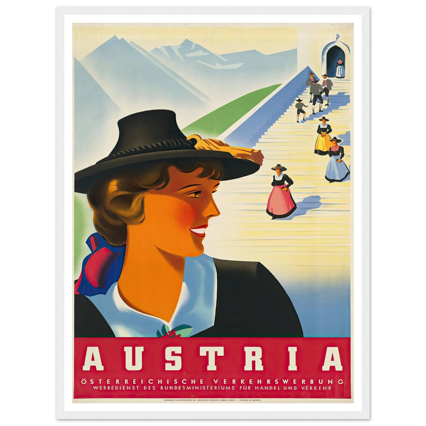 Austria Art Print | Joseph Binder - Framed Poster - 30x40 cm / 12x16″ - Black frame