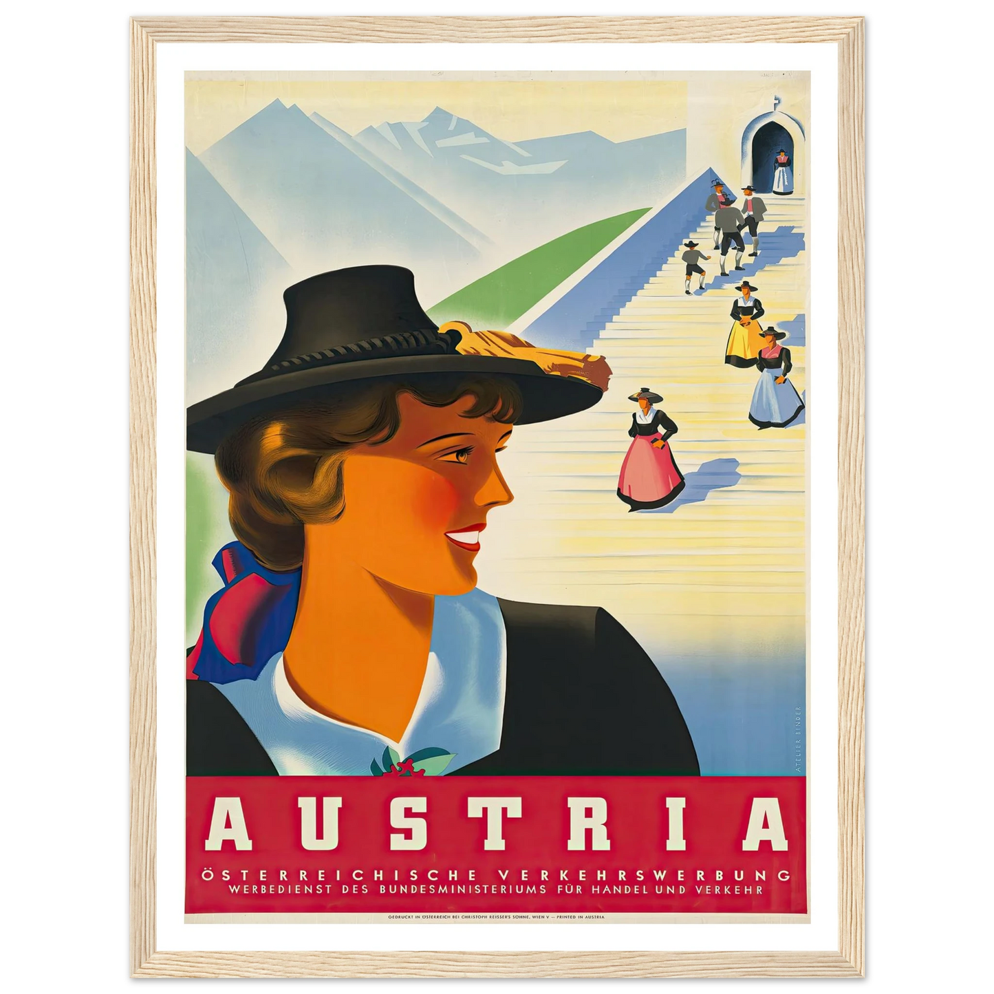 Austria Art Print | Joseph Binder - Framed Poster - 30x40 cm / 12x16″ - Black frame