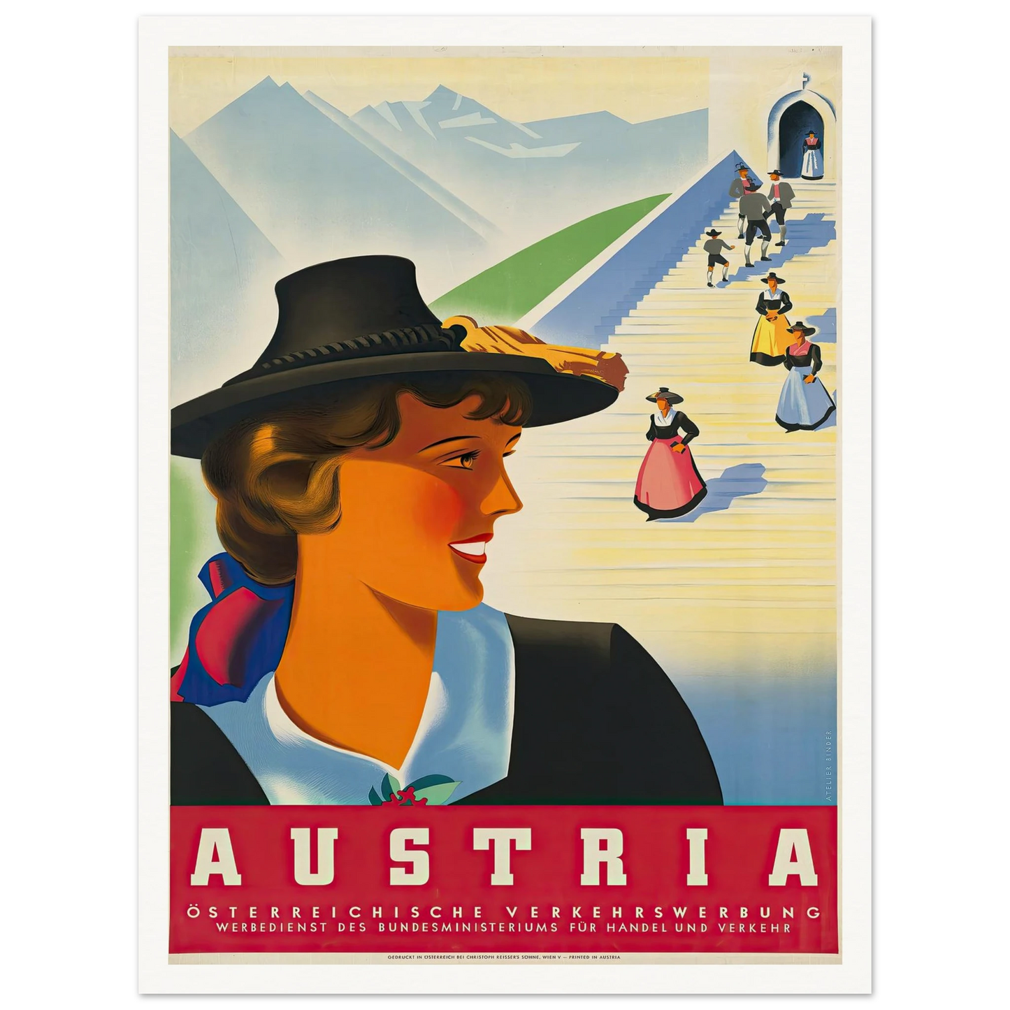 Austria Art Print | Joseph Binder - Framed Poster - 30x40 cm / 12x16″ - Black frame