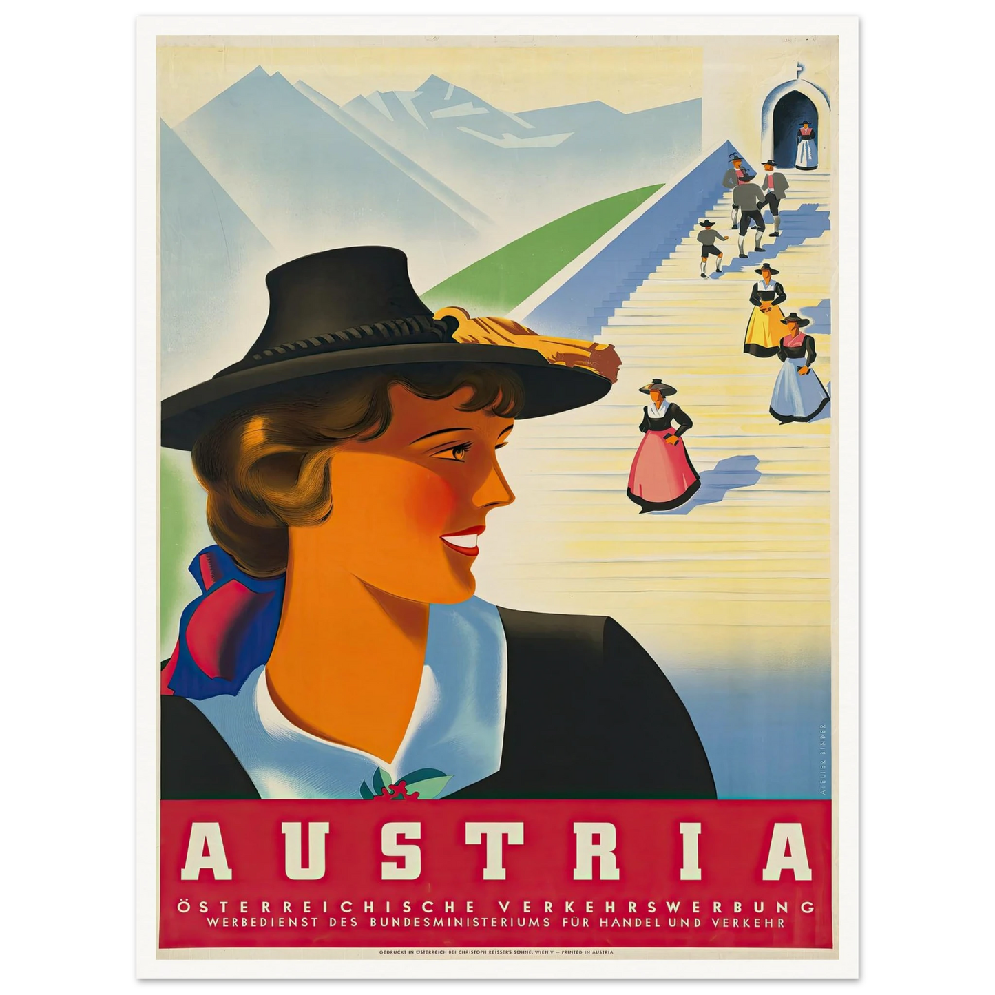 Austria Art Print | Joseph Binder - Framed Poster - 30x40 cm / 12x16″ - Black frame
