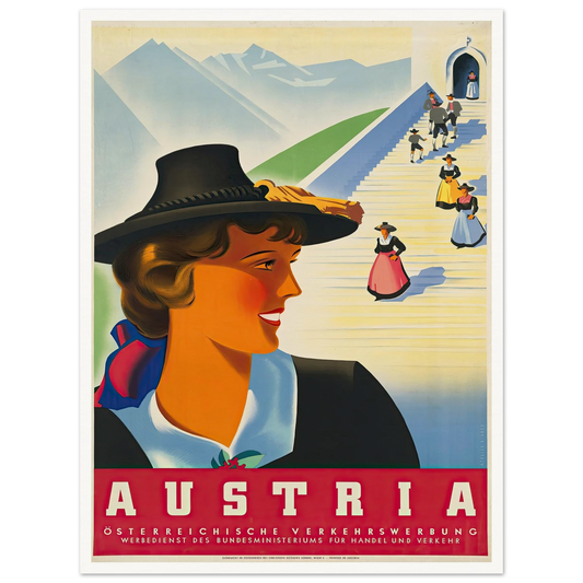 Austria Art Print | Joseph Binder - Framed Poster - 30x40 cm / 12x16″ - Black frame