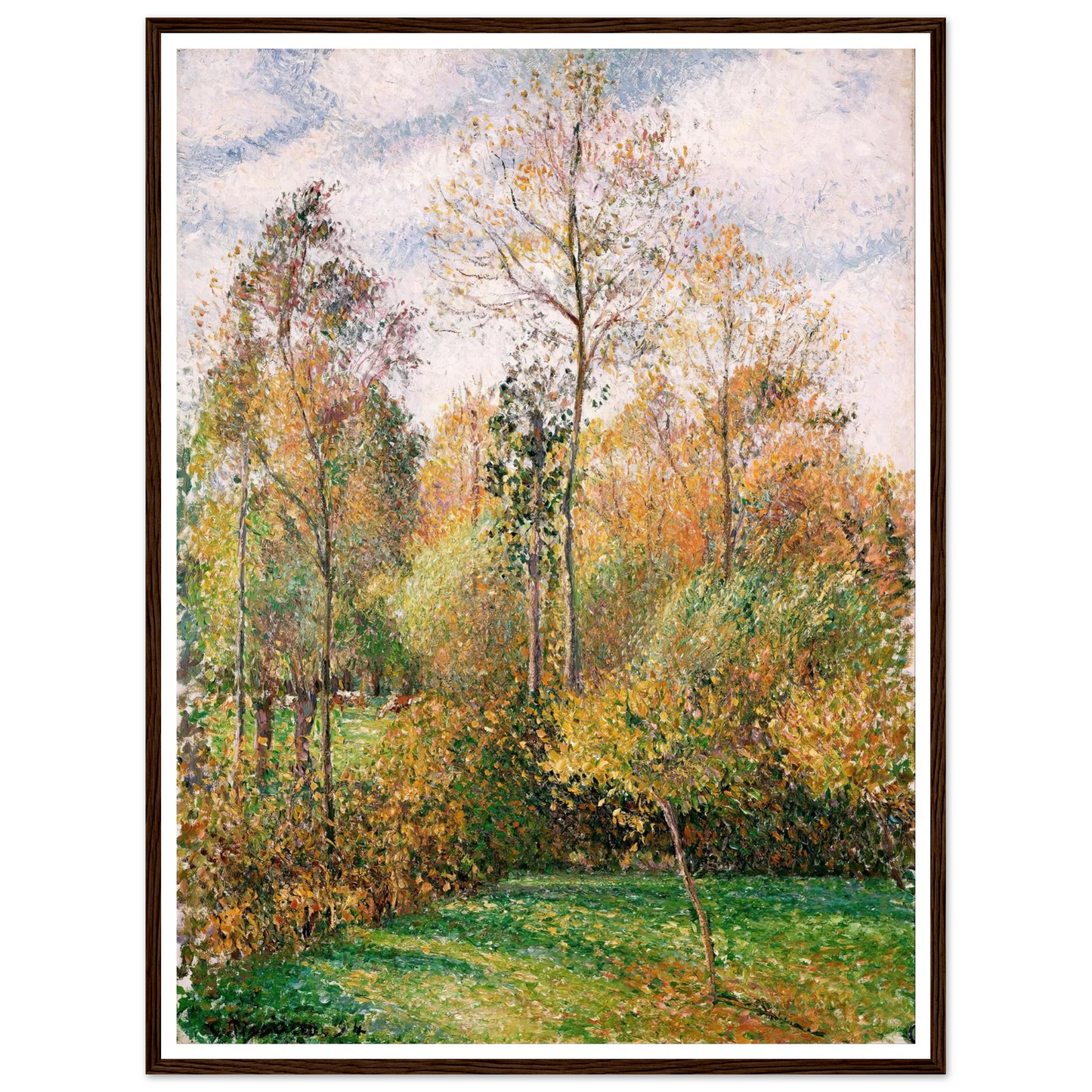 Automne, Peupliers, Eragny (Autumn, Poplars, Eragny) Art Print | Camille Pissarro - Framed Poster - 30x40 cm / 12x16″ - Black frame