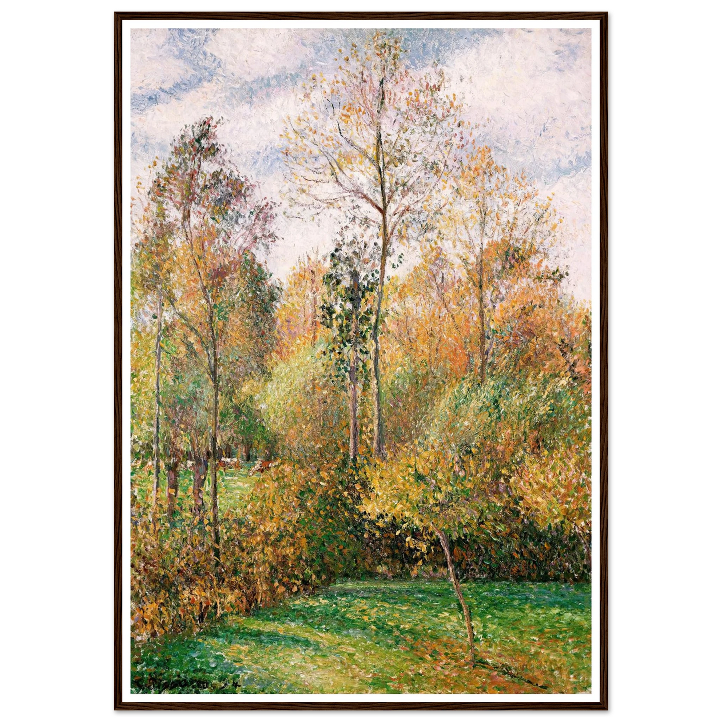 Automne, Peupliers, Eragny (Autumn, Poplars, Eragny) Art Print | Camille Pissarro - Framed Poster - 30x40 cm / 12x16″ - Black frame