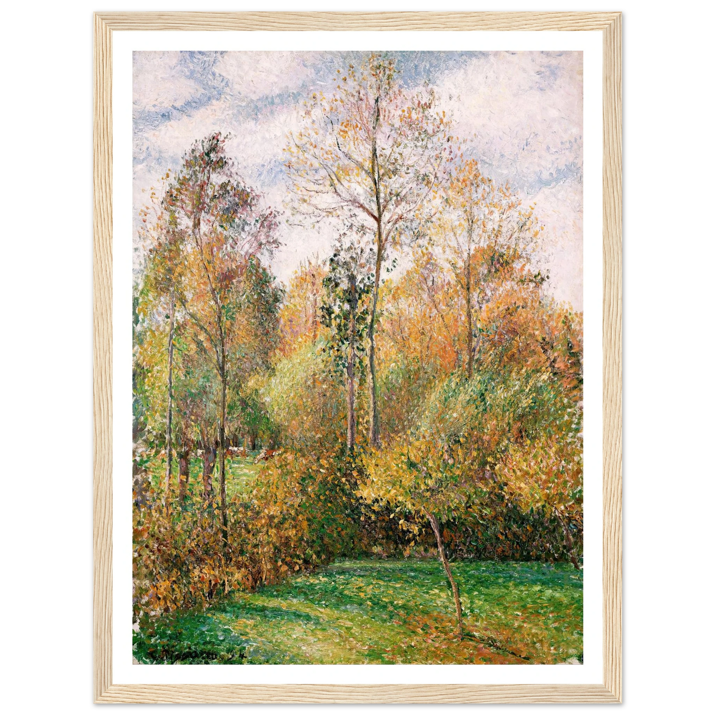 Automne, Peupliers, Eragny (Autumn, Poplars, Eragny) Art Print | Camille Pissarro - Framed Poster - 30x40 cm / 12x16″ - Black frame