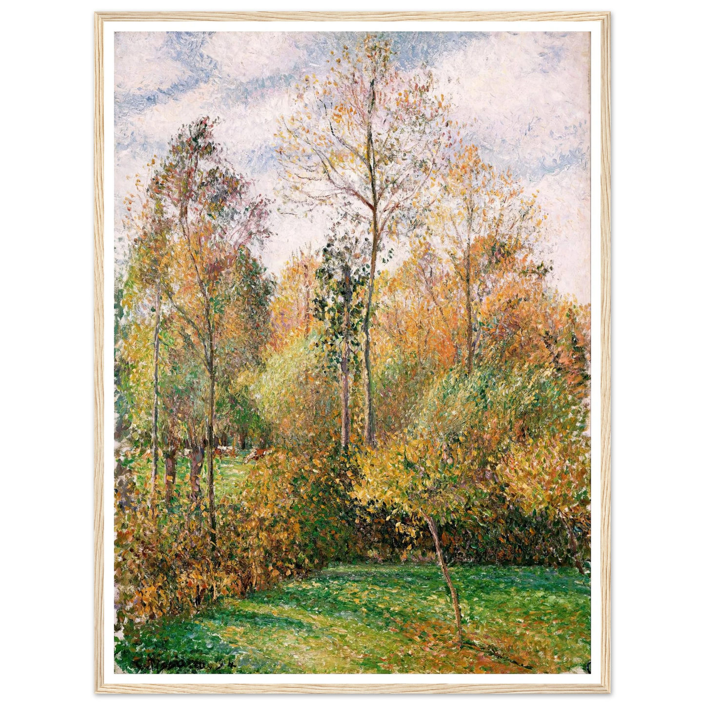 Automne, Peupliers, Eragny (Autumn, Poplars, Eragny) Art Print | Camille Pissarro - Framed Poster - 30x40 cm / 12x16″ - Black frame
