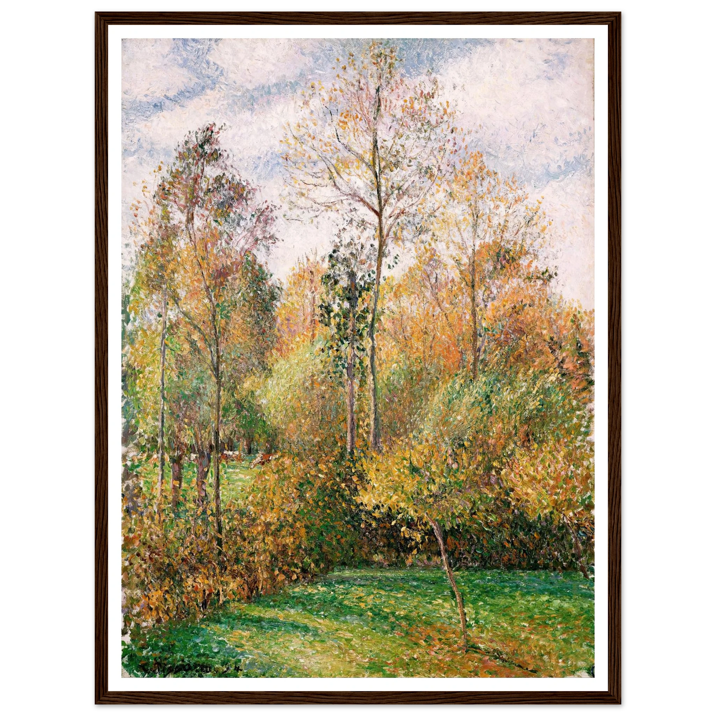 Automne, Peupliers, Eragny (Autumn, Poplars, Eragny) Art Print | Camille Pissarro - Framed Poster - 30x40 cm / 12x16″ - Black frame