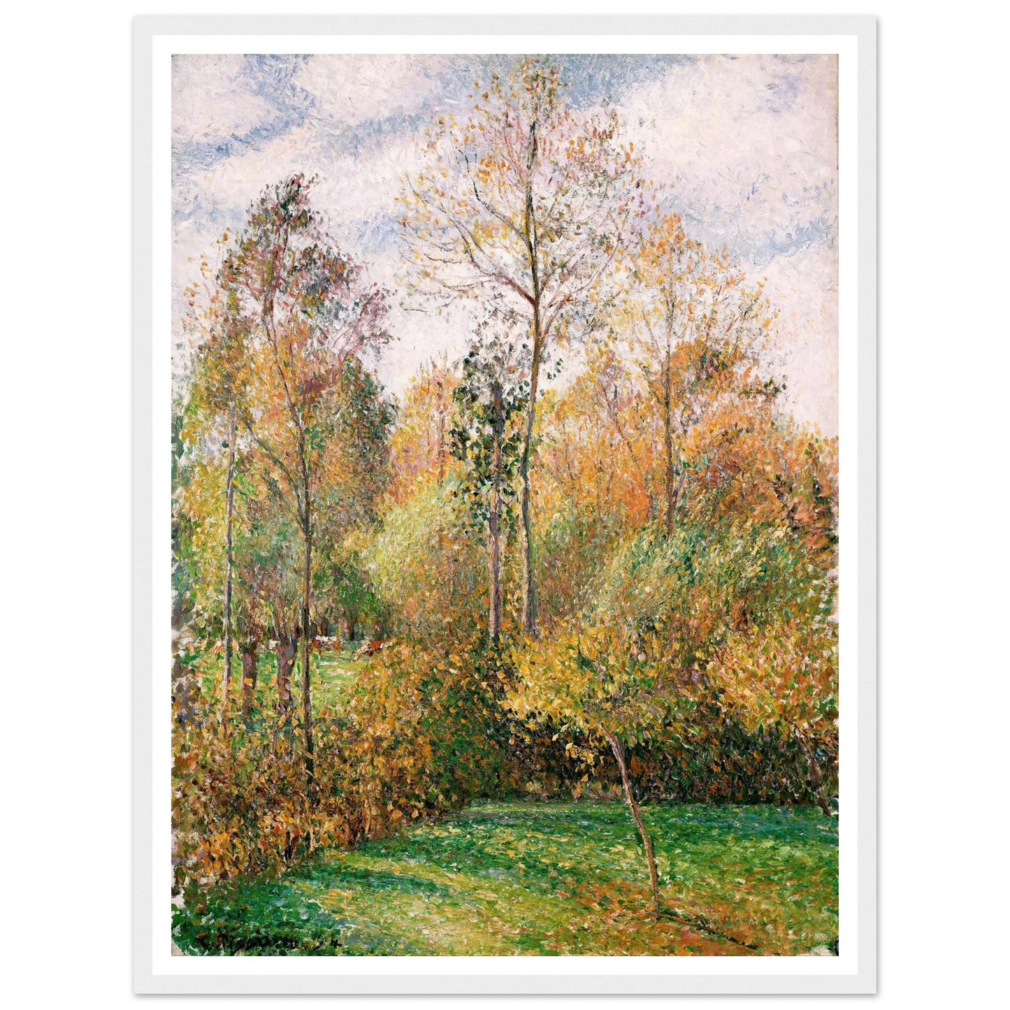 Automne, Peupliers, Eragny (Autumn, Poplars, Eragny) Art Print | Camille Pissarro - Framed Poster - 30x40 cm / 12x16″ - Black frame