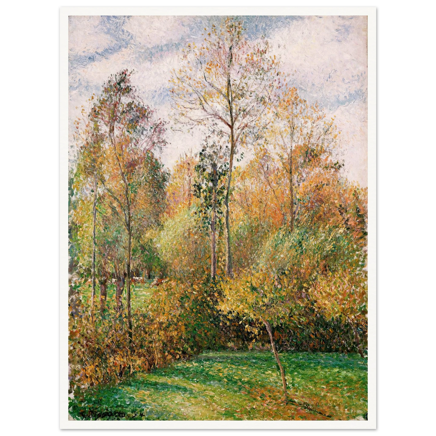 Automne, Peupliers, Eragny (Autumn, Poplars, Eragny) Art Print | Camille Pissarro - Framed Poster - 30x40 cm / 12x16″ - Black frame