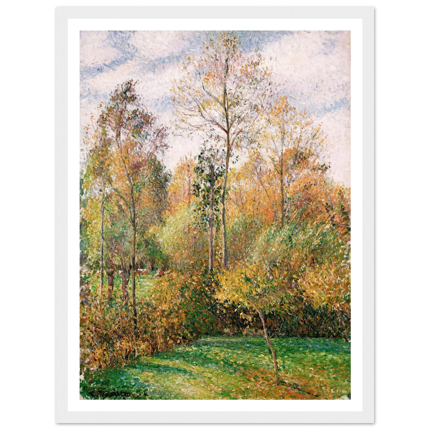 Automne, Peupliers, Eragny (Autumn, Poplars, Eragny) Art Print | Camille Pissarro - Framed Poster - 30x40 cm / 12x16″ - Black frame