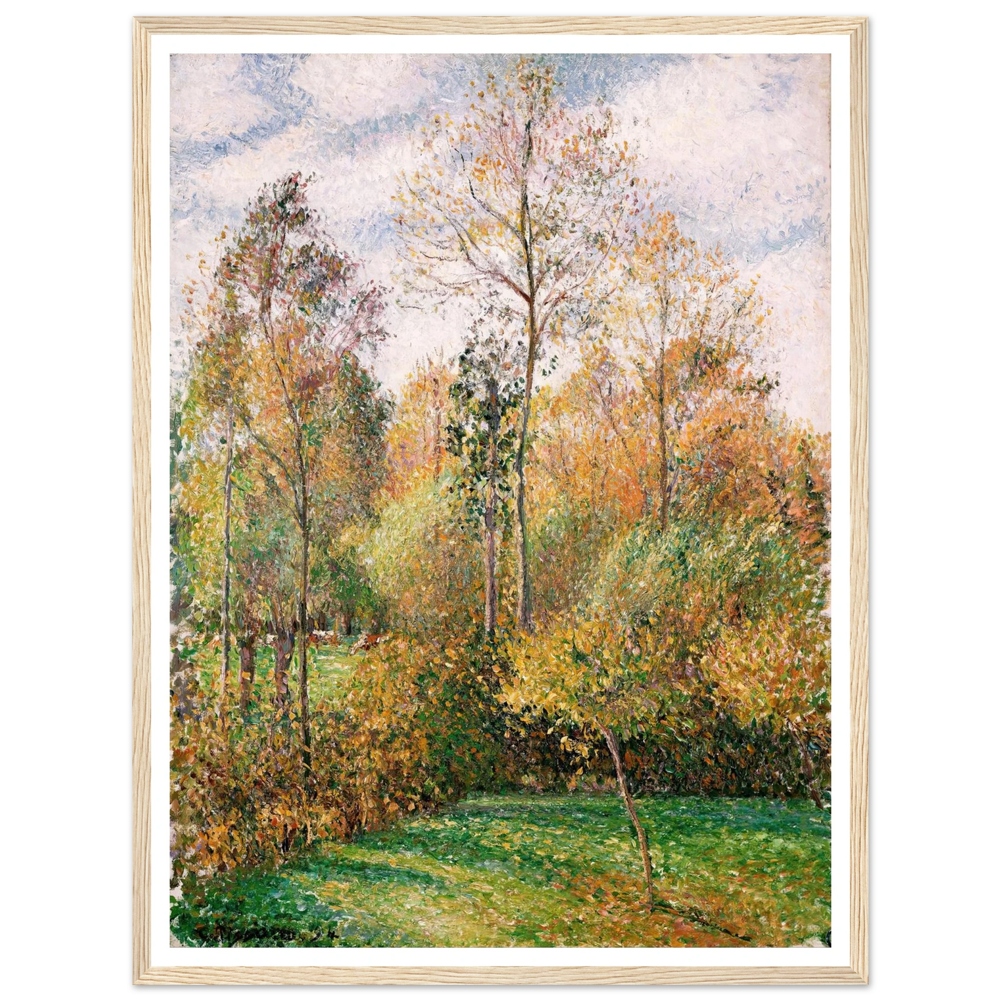 Automne, Peupliers, Eragny (Autumn, Poplars, Eragny) Art Print | Camille Pissarro - Framed Poster - 30x40 cm / 12x16″ - Black frame