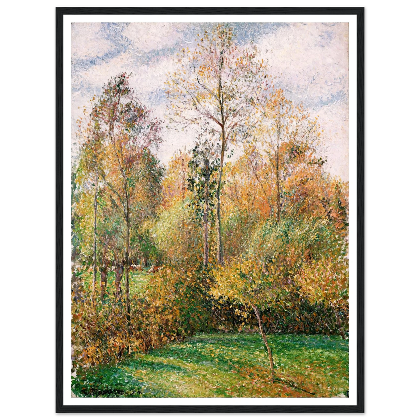 Automne, Peupliers, Eragny (Autumn, Poplars, Eragny) Art Print | Camille Pissarro - Framed Poster - 30x40 cm / 12x16″ - Black frame