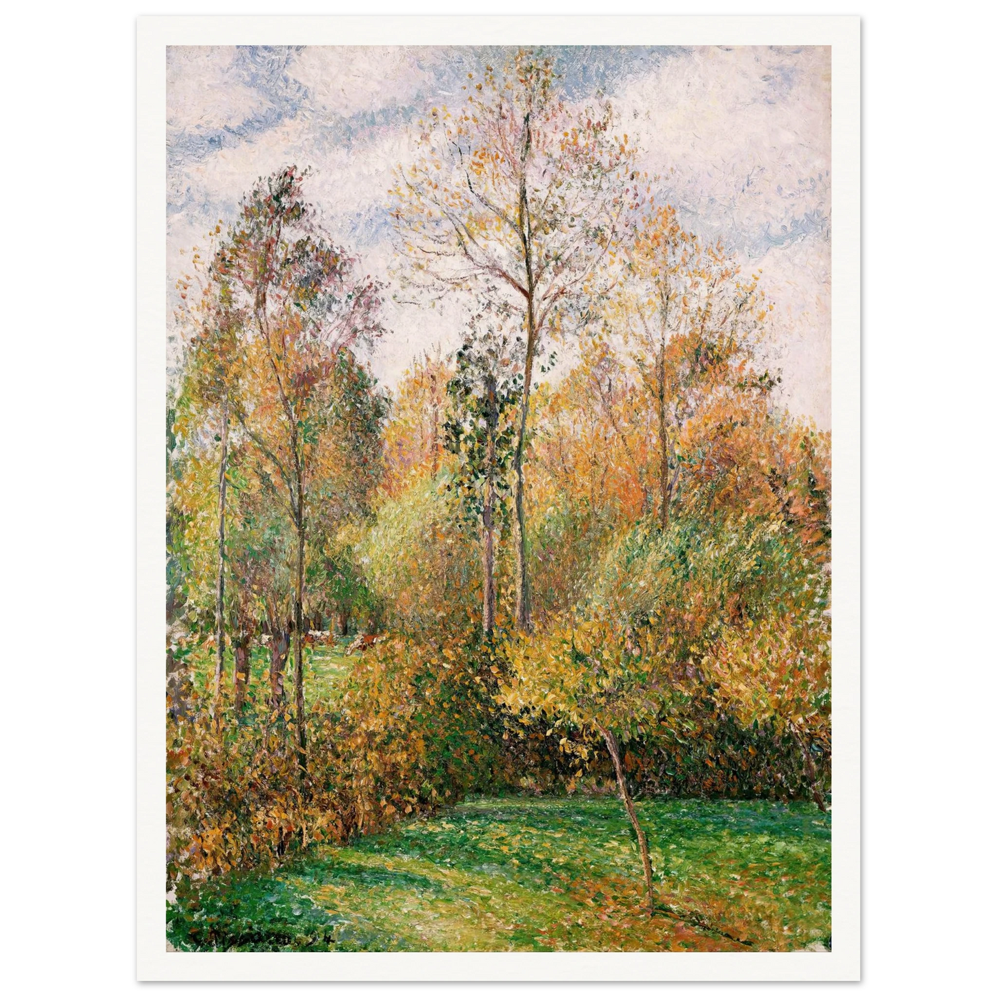 Automne, Peupliers, Eragny (Autumn, Poplars, Eragny) Art Print | Camille Pissarro - Framed Poster - 30x40 cm / 12x16″ - Black frame