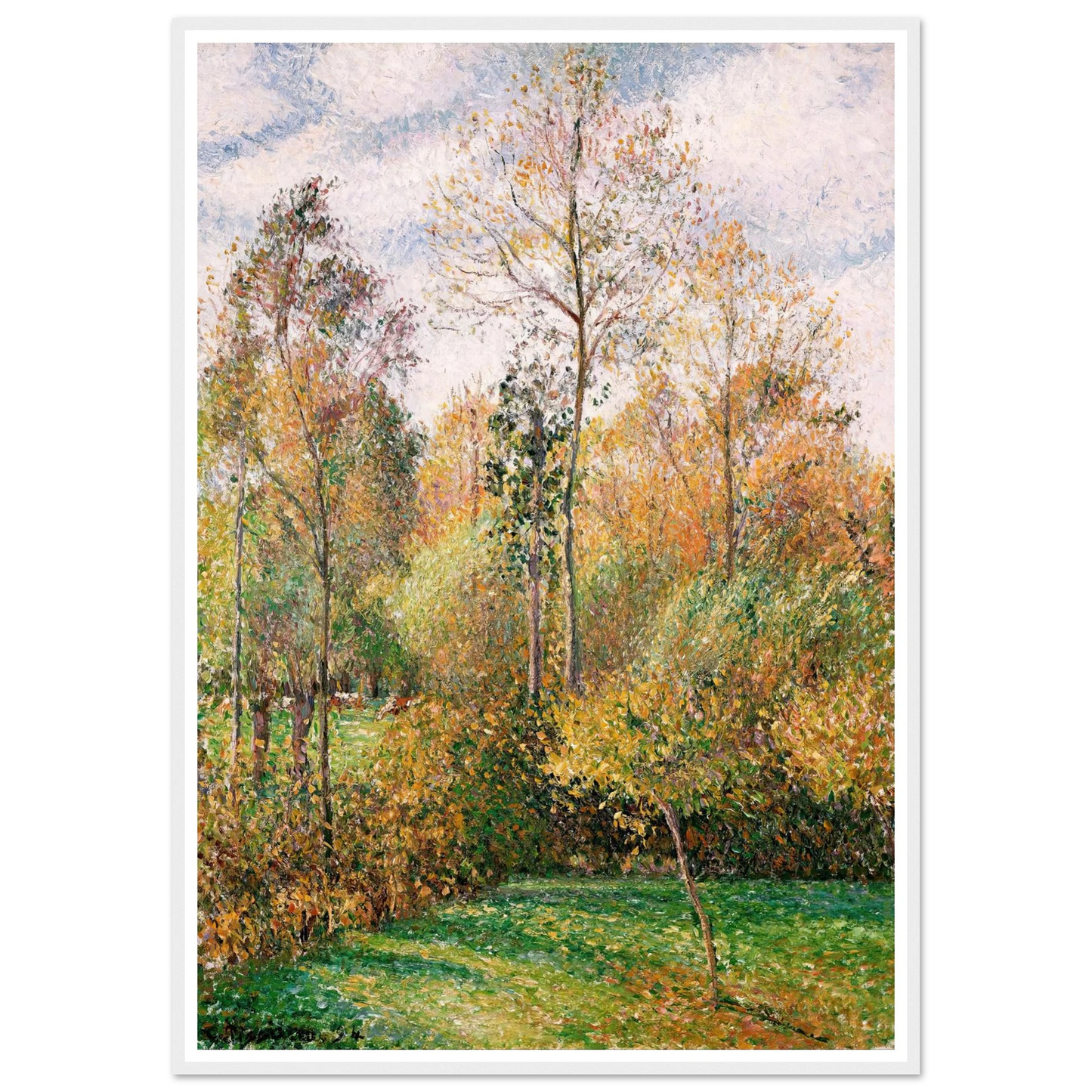 Automne, Peupliers, Eragny (Autumn, Poplars, Eragny) Art Print | Camille Pissarro - Framed Poster - 30x40 cm / 12x16″ - Black frame