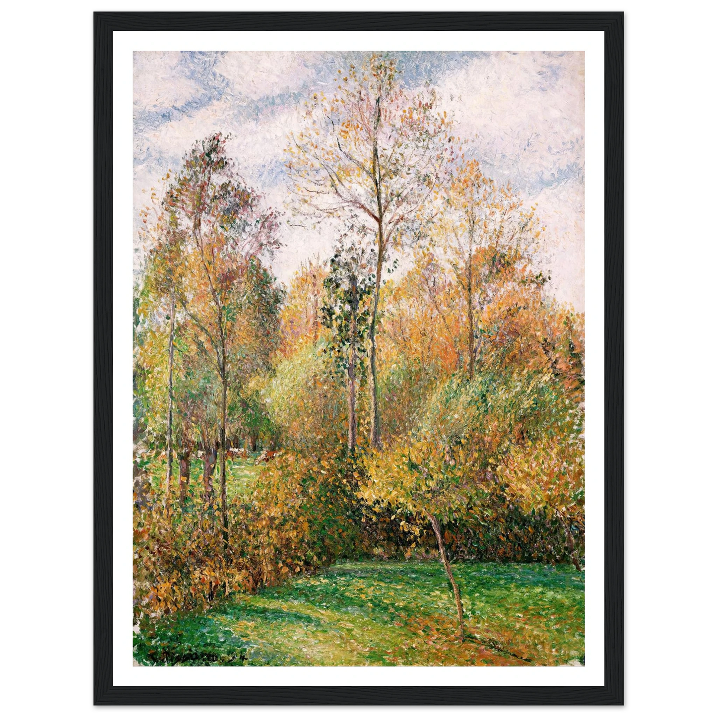 Automne, Peupliers, Eragny (Autumn, Poplars, Eragny) Art Print | Camille Pissarro - Framed Poster - 30x40 cm / 12x16″ - Black frame