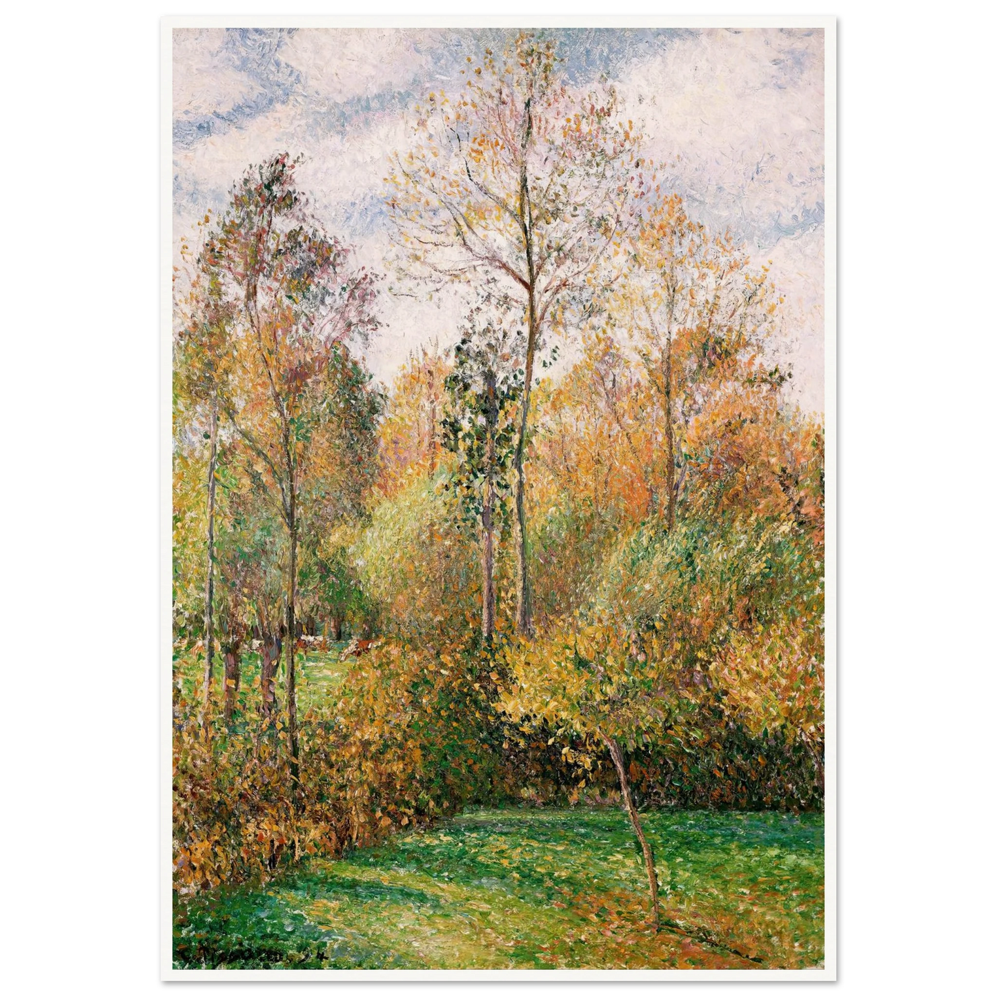 Automne, Peupliers, Eragny (Autumn, Poplars, Eragny) Art Print | Camille Pissarro - Framed Poster - 30x40 cm / 12x16″ - Black frame