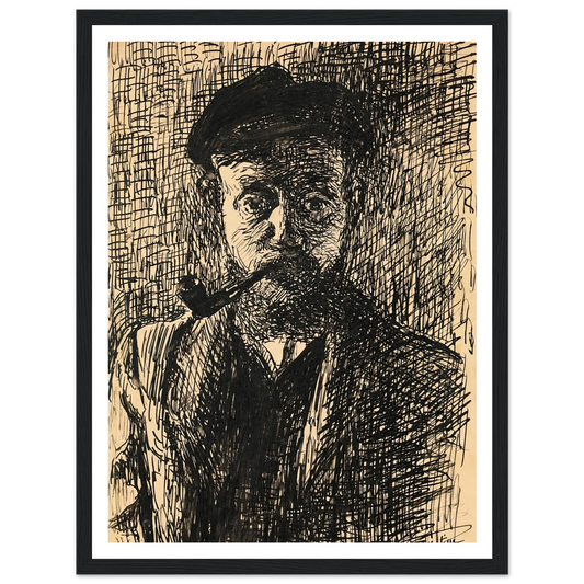 Autoportrait à la pipe (1900) Art Print | Henri Matisse - Framed Poster - 30x40 cm / 12x16″ - Black frame