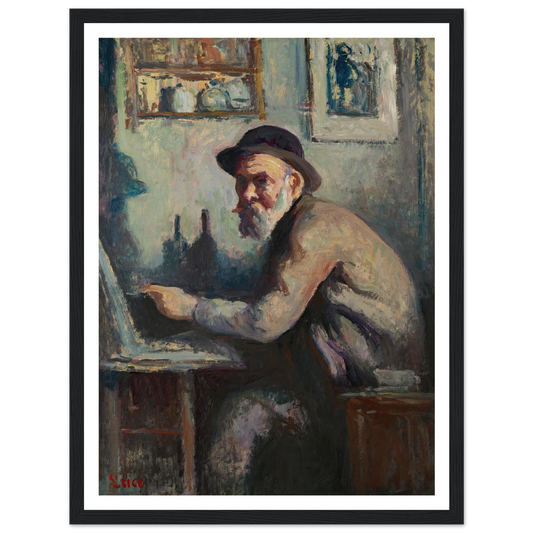 Autoportrait au chevalet (1930) Art Print | Maximilien Luce - Framed Poster - 30x40 cm / 12x16″ - Black frame