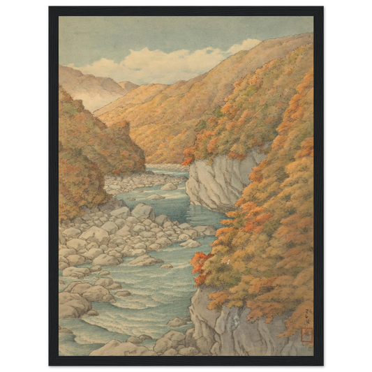 Autumn landscape Art Print | Kawase Hasui - Framed Poster - 30x40 cm / 12x16″ - Black frame