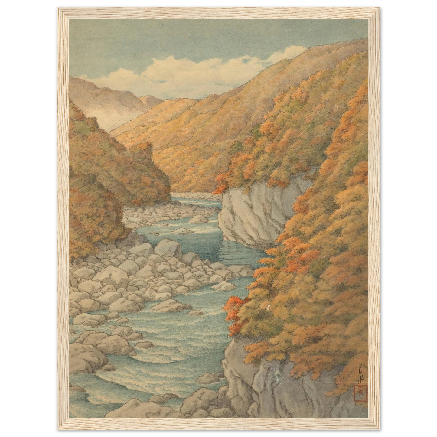 Autumn landscape Art Print | Kawase Hasui - Framed Poster - 30x40 cm / 12x16″ - Black frame
