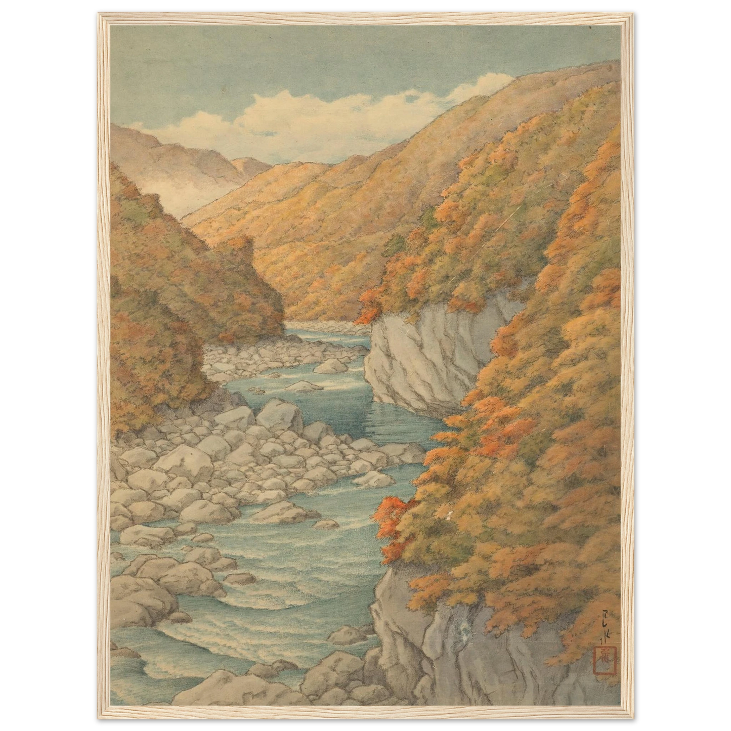 Autumn landscape Art Print | Kawase Hasui - Framed Poster - 30x40 cm / 12x16″ - Black frame