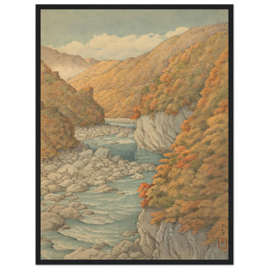 Autumn landscape Art Print | Kawase Hasui - Framed Poster - 30x40 cm / 12x16″ - Black frame