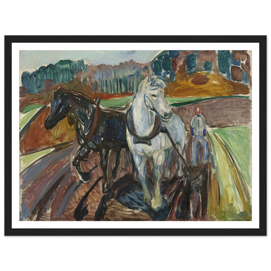 Autumn Ploughing (1919) Art Print | Edvard Munch - Framed Poster - 30x40 cm / 12x16″ - Black frame