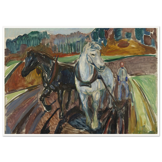 Autumn Ploughing (1919) Art Print | Edvard Munch - Framed Poster - 30x40 cm / 12x16″ - Black frame