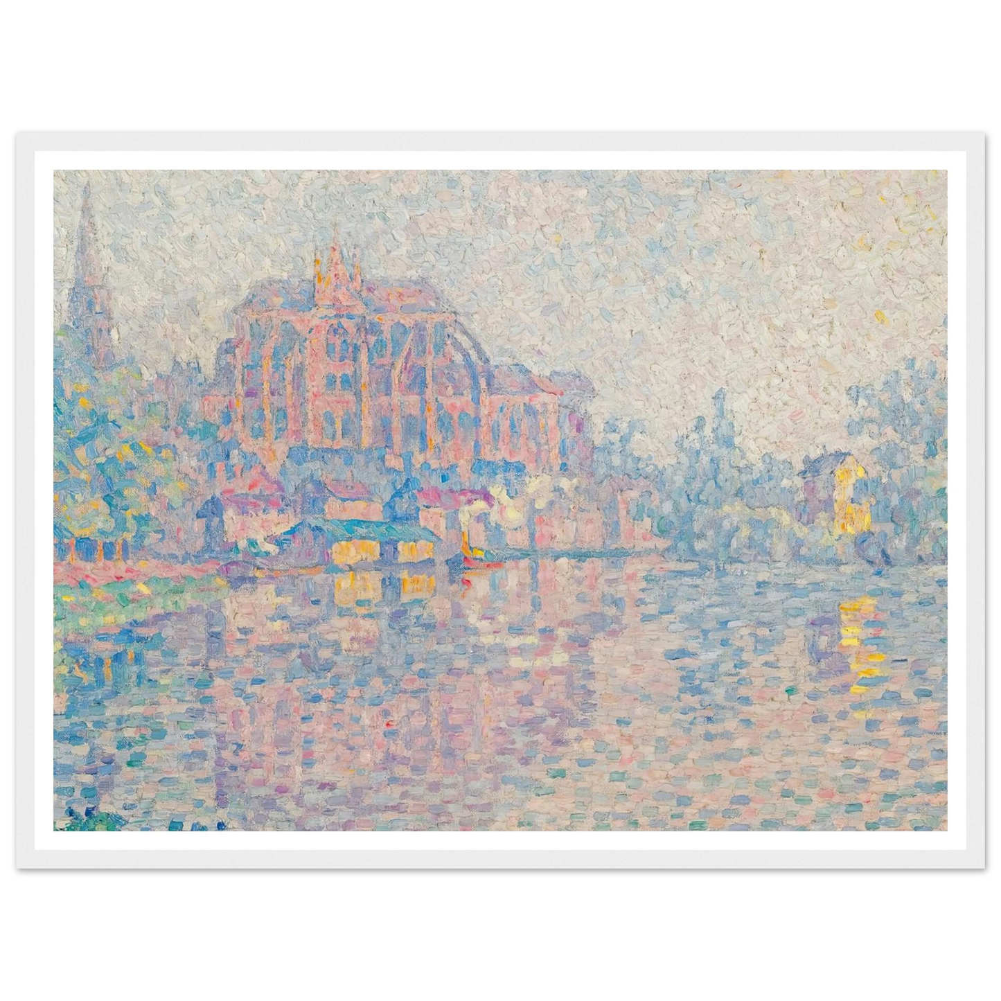 Auxerre, La Rivière (1902) Art Print | Paul Signac - Framed Poster - 30x40 cm / 12x16″ - Black frame