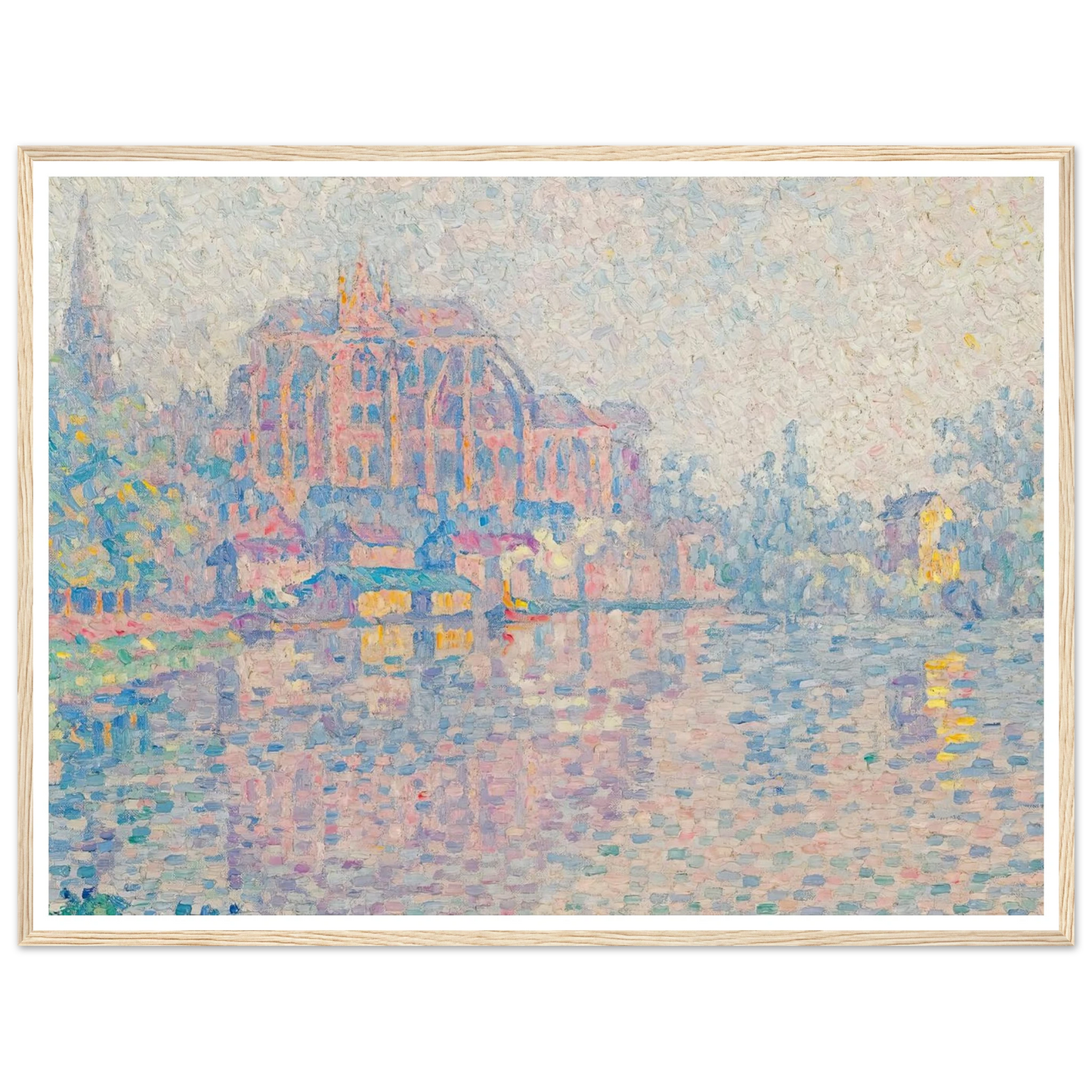 Auxerre, La Rivière (1902) Art Print | Paul Signac - Framed Poster - 30x40 cm / 12x16″ - Black frame