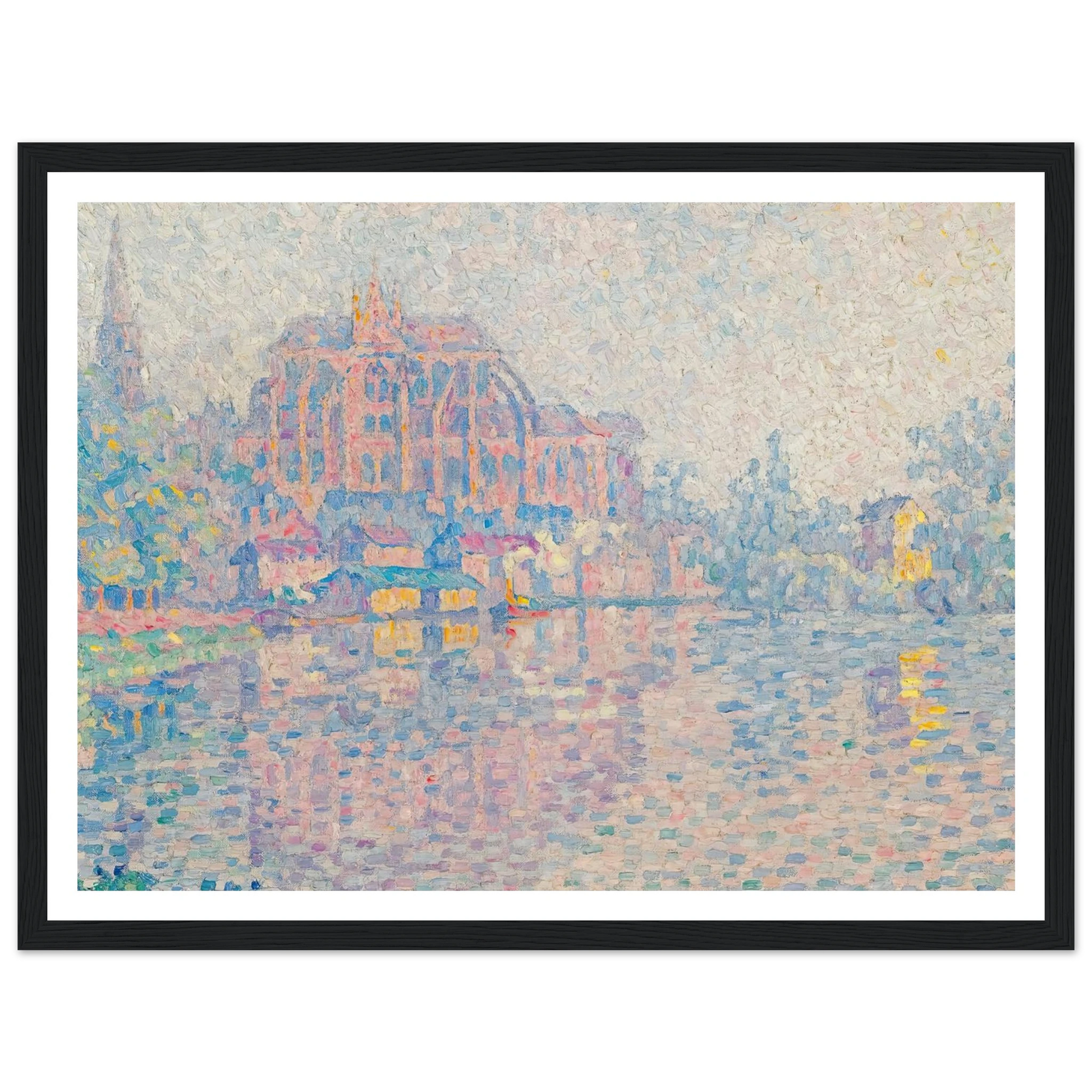 Auxerre, La Rivière (1902) Art Print | Paul Signac - Framed Poster - 30x40 cm / 12x16″ - Black frame
