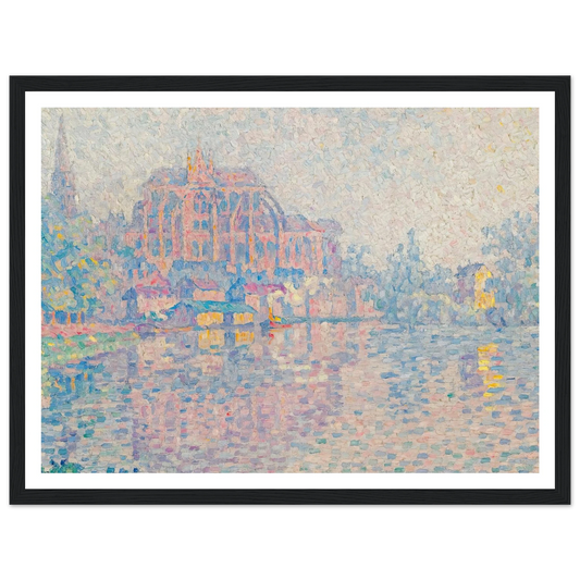 Auxerre, La Rivière (1902) Art Print | Paul Signac - Framed Poster - 30x40 cm / 12x16″ - Black frame