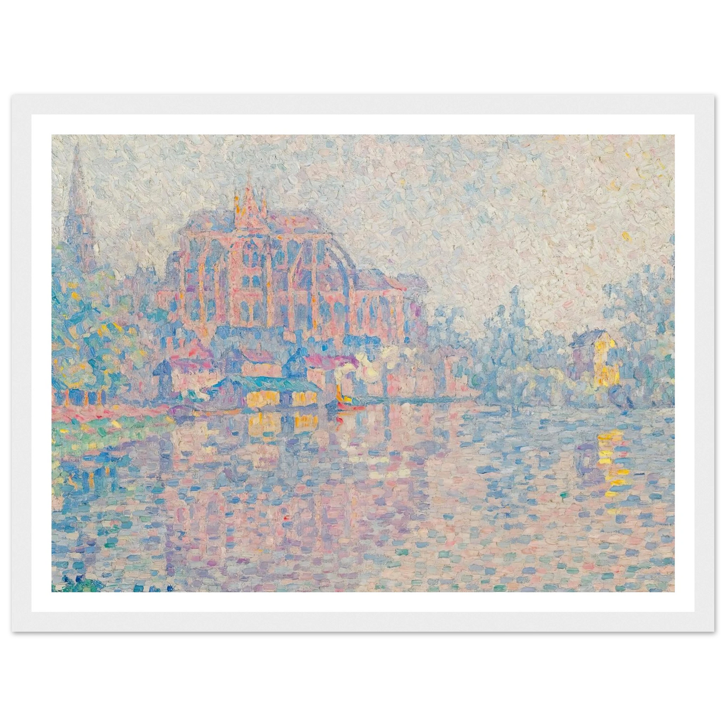 Auxerre, La Rivière (1902) Art Print | Paul Signac - Framed Poster - 30x40 cm / 12x16″ - Black frame