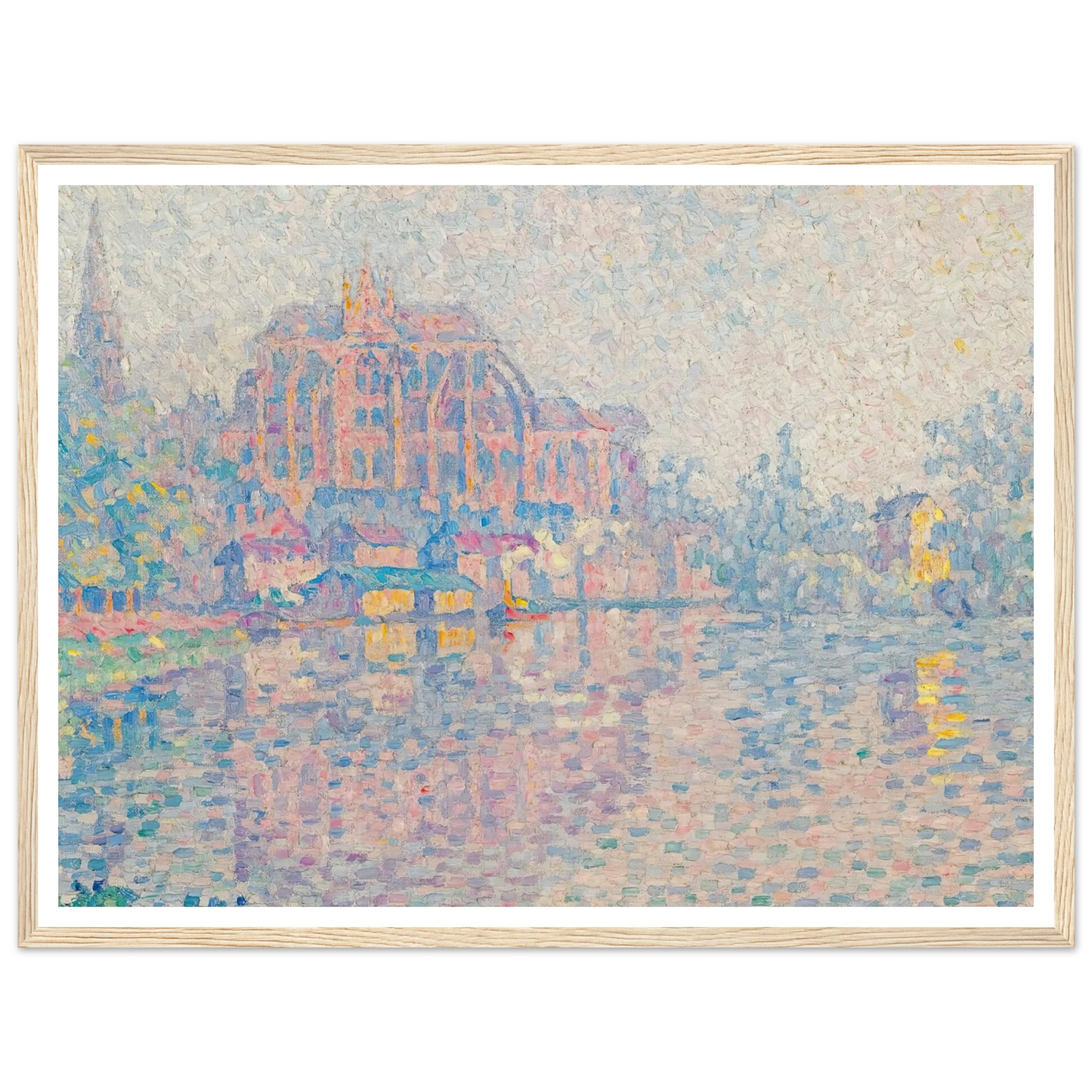 Auxerre, La Rivière (1902) Art Print | Paul Signac - Framed Poster - 30x40 cm / 12x16″ - Black frame