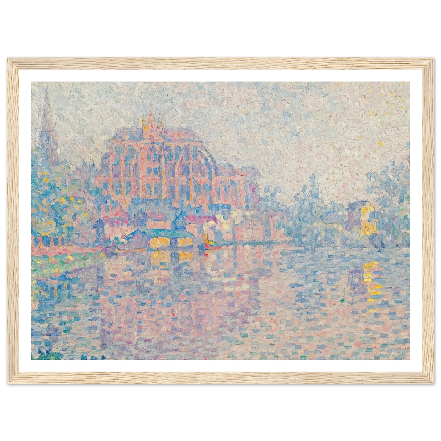 Auxerre, La Rivière (1902) Art Print | Paul Signac - Framed Poster - 30x40 cm / 12x16″ - Black frame