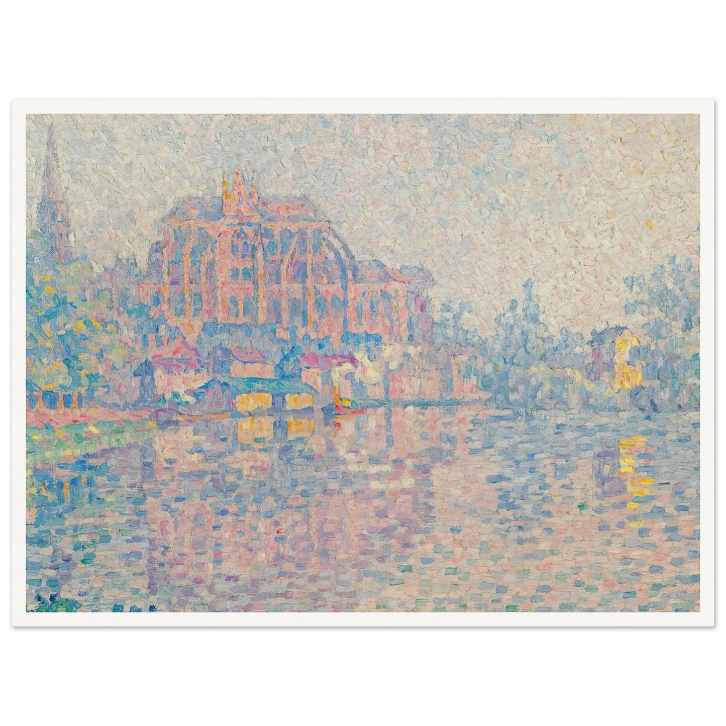Auxerre, La Rivière (1902) Art Print | Paul Signac - Framed Poster - 30x40 cm / 12x16″ - Black frame