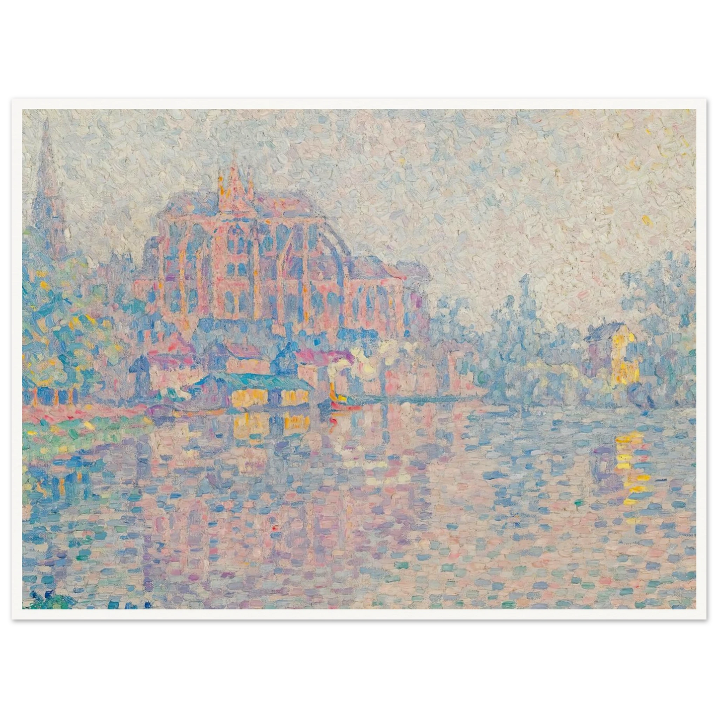 Auxerre, La Rivière (1902) Art Print | Paul Signac - Framed Poster - 30x40 cm / 12x16″ - Black frame
