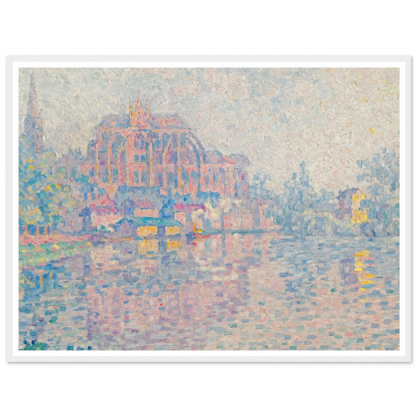 Auxerre, La Rivière (1902) Art Print | Paul Signac - Framed Poster - 30x40 cm / 12x16″ - Black frame