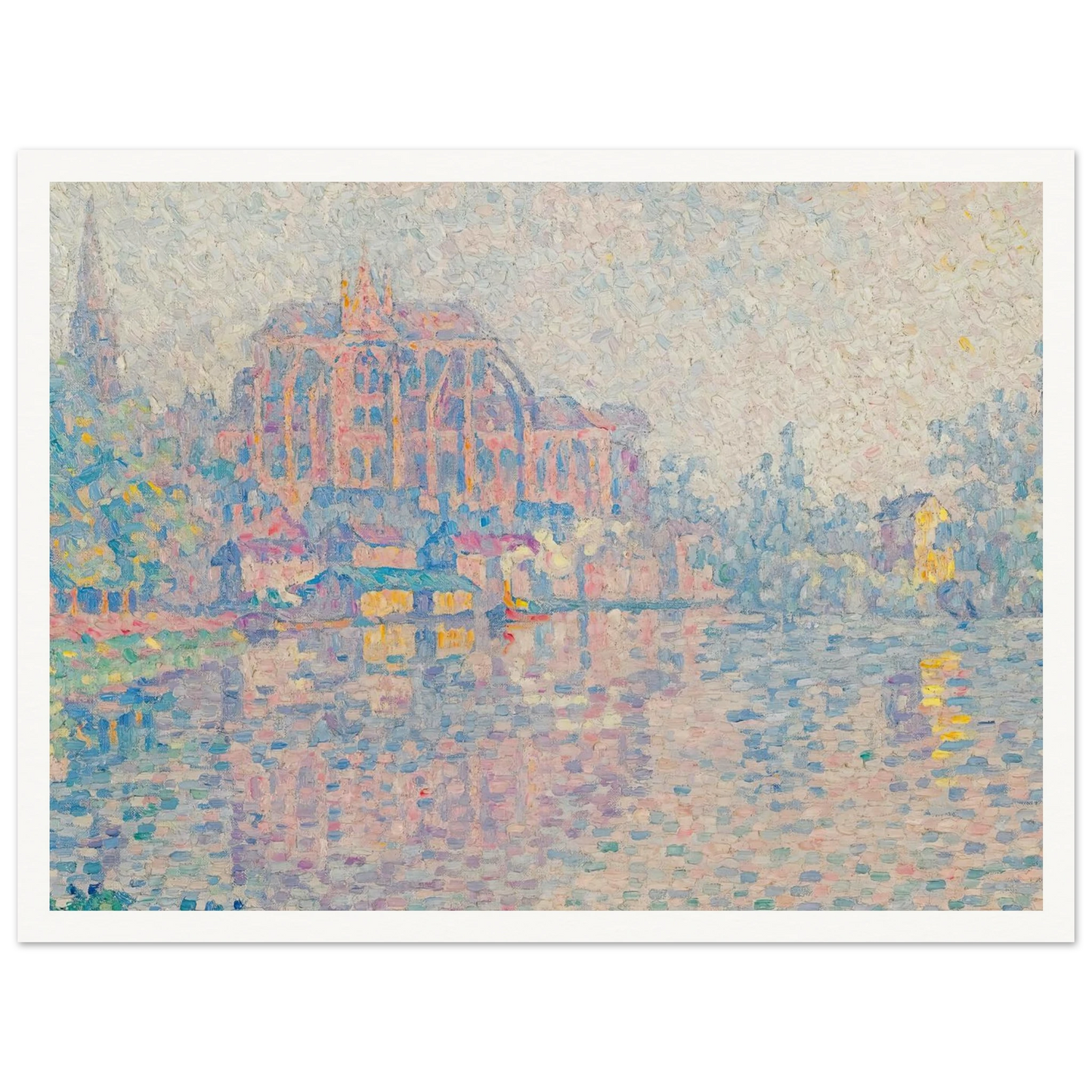 Auxerre, La Rivière (1902) Art Print | Paul Signac - Framed Poster - 30x40 cm / 12x16″ - Black frame