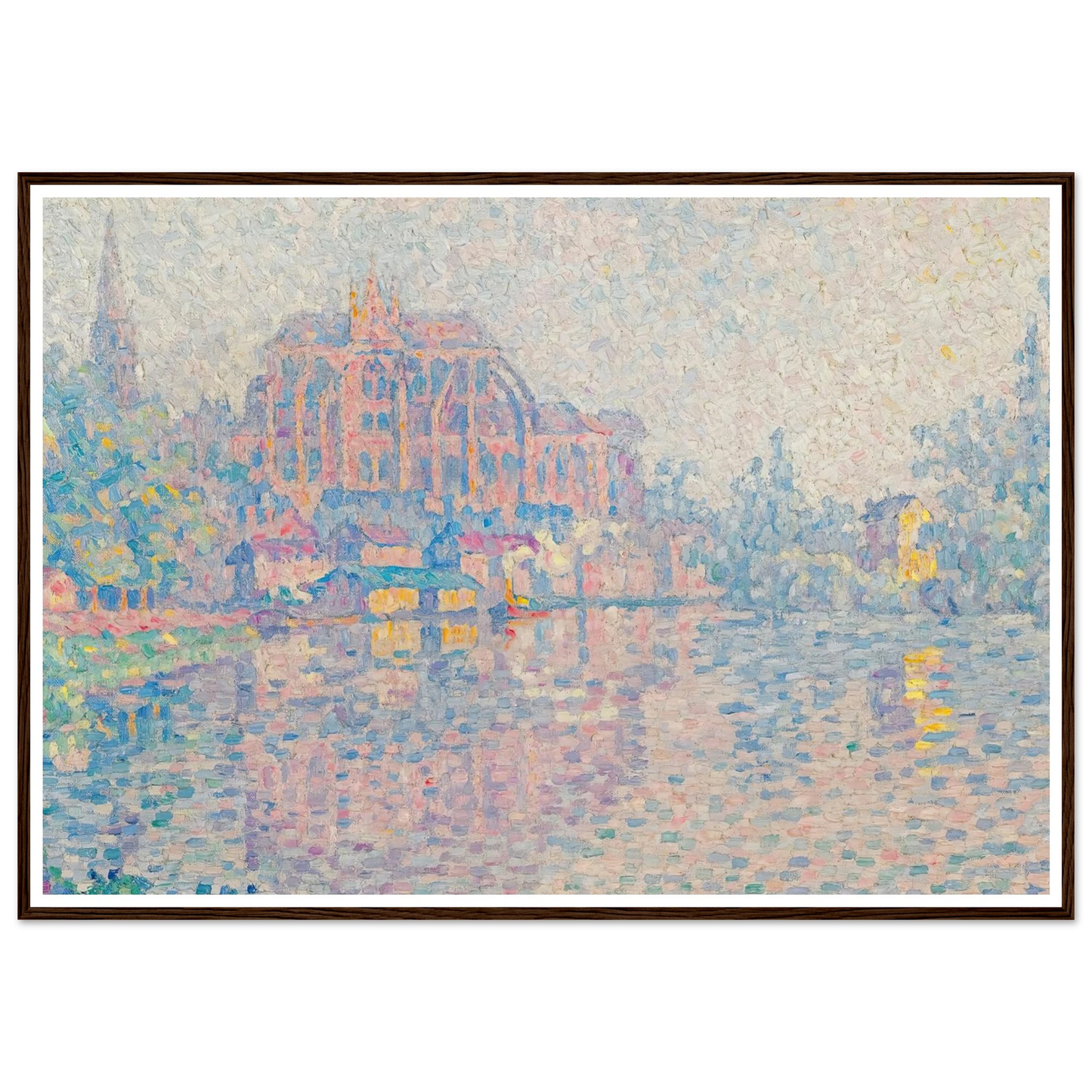Auxerre, La Rivière (1902) Art Print | Paul Signac - Framed Poster - 30x40 cm / 12x16″ - Black frame