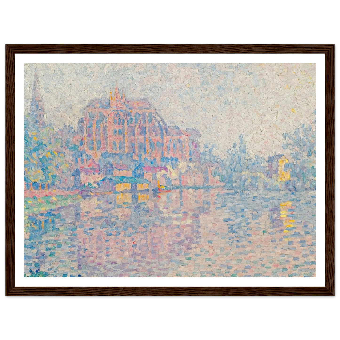 Auxerre, La Rivière (1902) Art Print | Paul Signac - Framed Poster - 30x40 cm / 12x16″ - Black frame