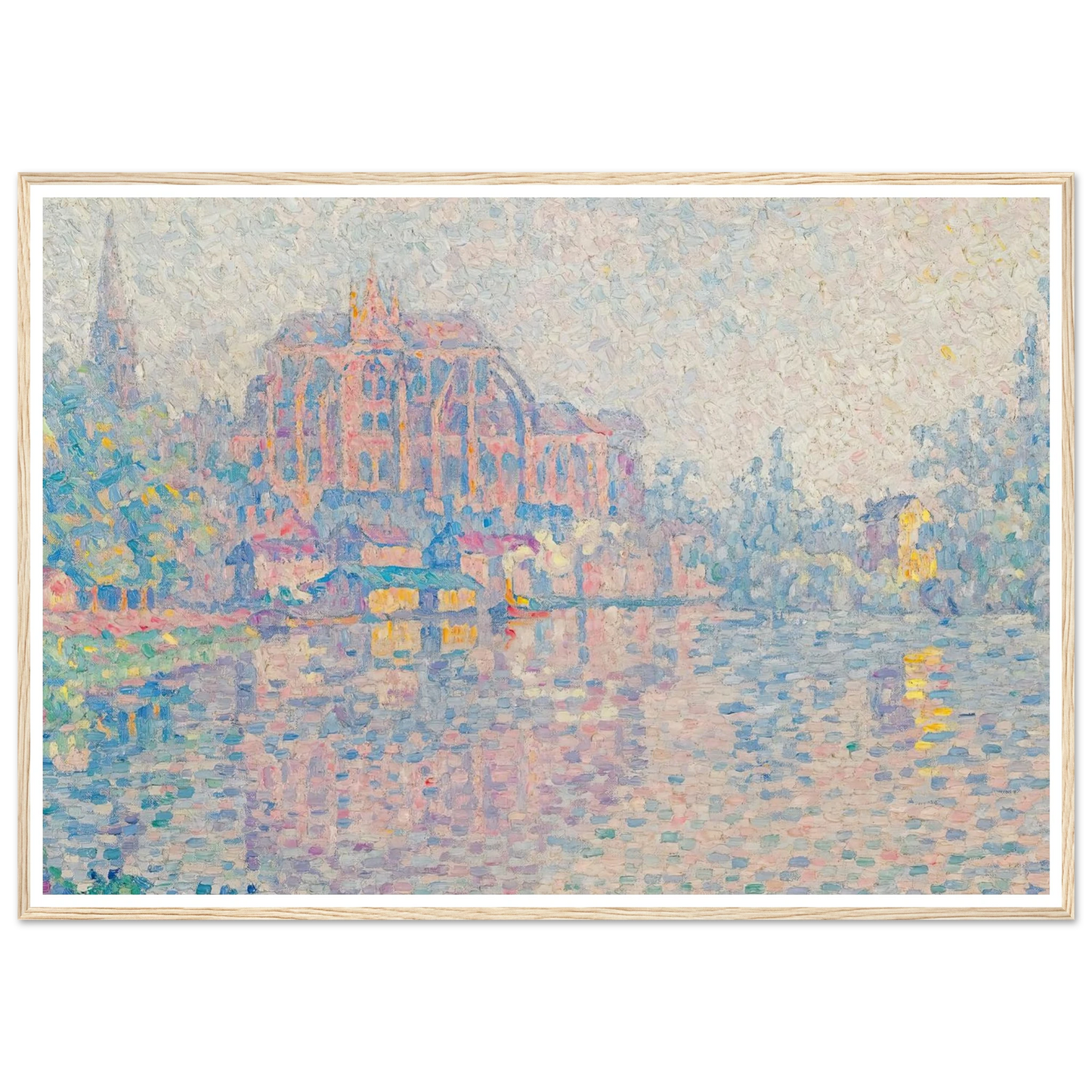 Auxerre, La Rivière (1902) Art Print | Paul Signac - Framed Poster - 30x40 cm / 12x16″ - Black frame