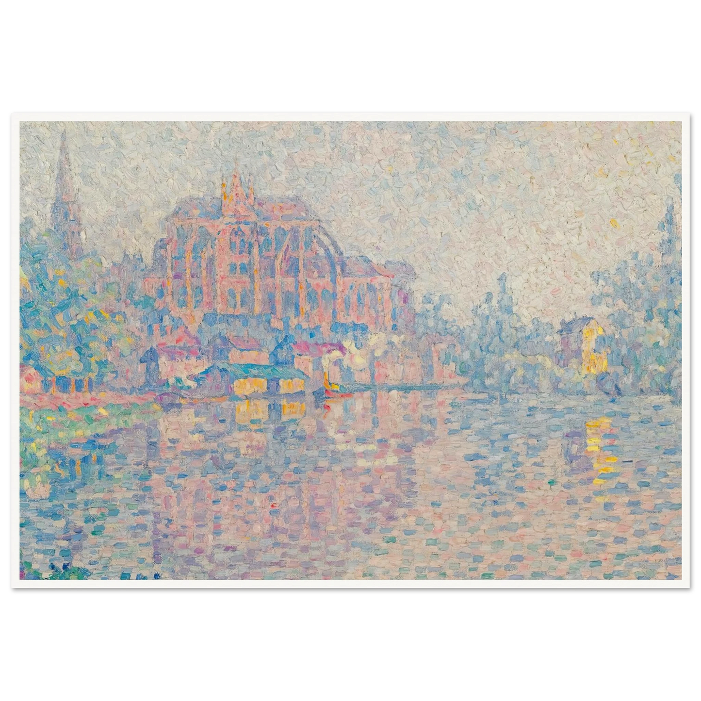 Auxerre, La Rivière (1902) Art Print | Paul Signac - Framed Poster - 30x40 cm / 12x16″ - Black frame