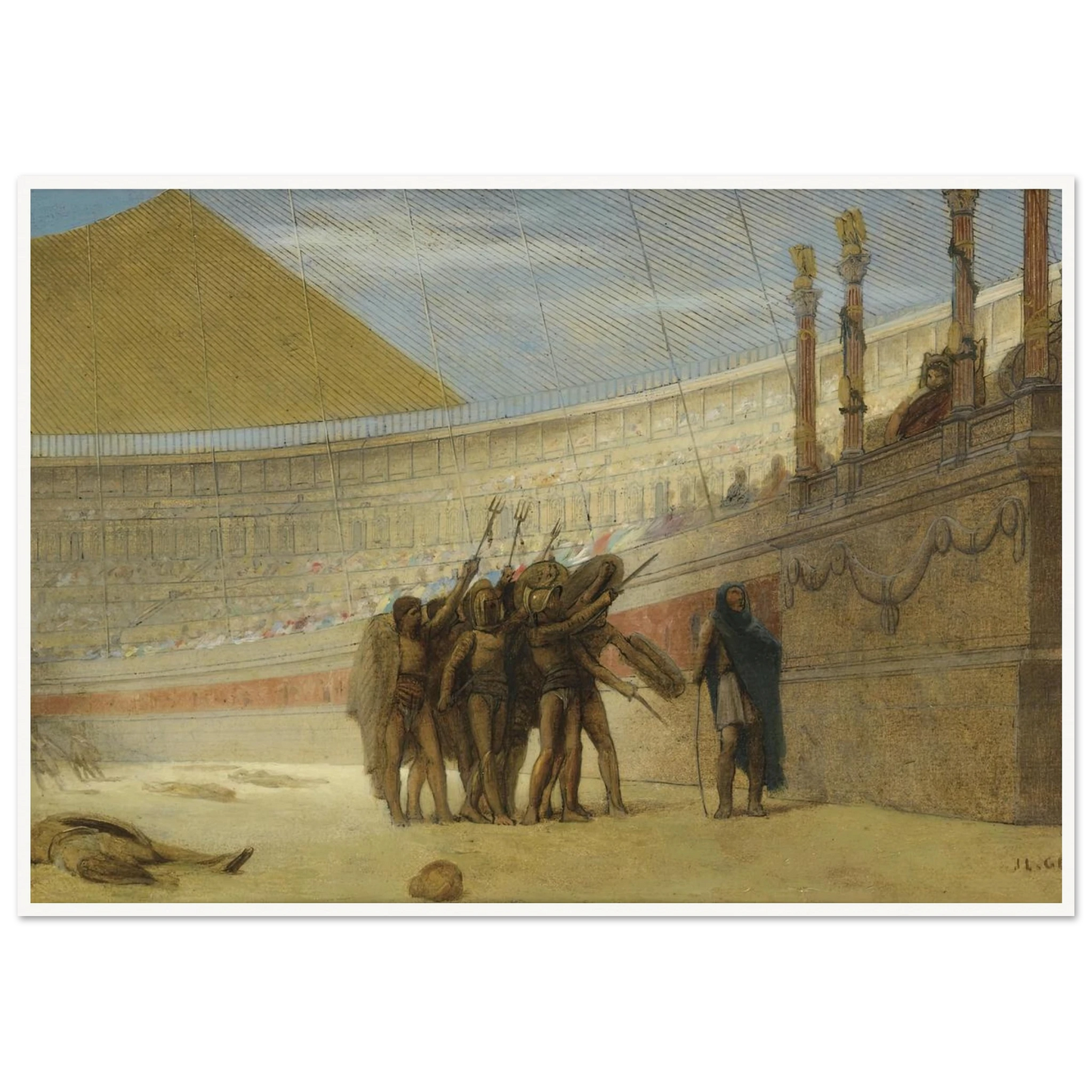 Ave Caesar, morituri te salutant Art Print | Jean Leon Gerome - Framed Poster - 30x40 cm / 12x16″ - Black frame