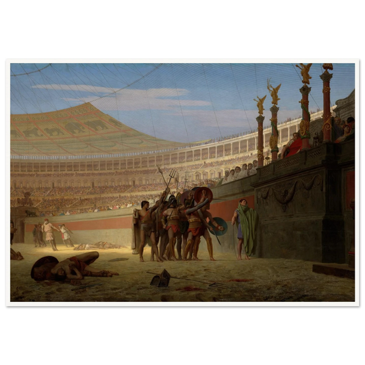 Ave Caesar! Morituri te salutant (Hail Caesar! We Who Are about to Die Salute You) (1859) Art Print | Jean Leon Gerome - Framed Poster - 30x40 cm / 12x16″ - Black frame