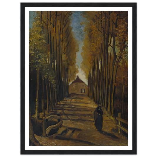 Avenue of Poplars in Autumn (1884) Art Print | Vincent van Gogh - Framed Poster - 30x40 cm / 12x16″ - Black frame