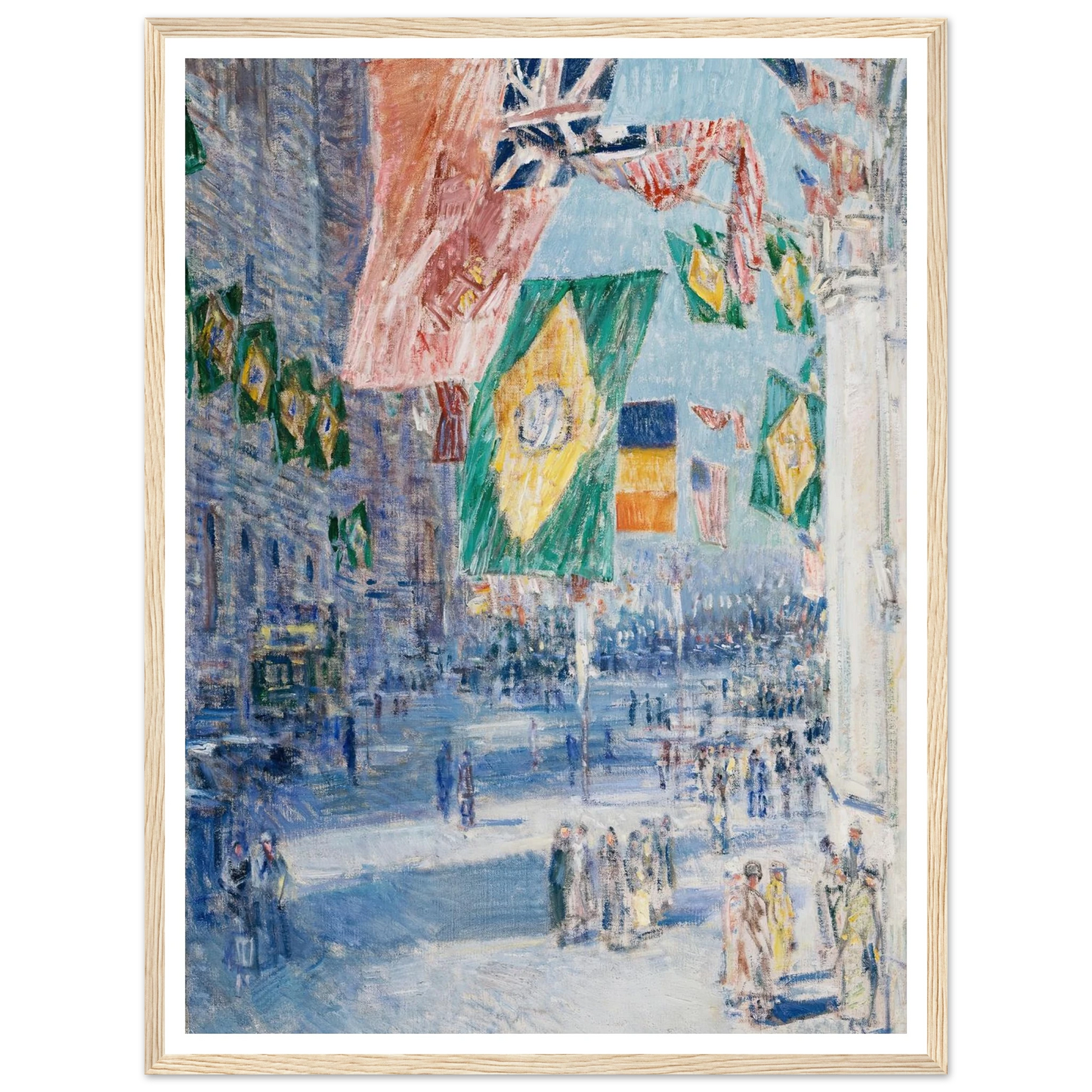 Avenue of the Allies; Brazil, Belgium (1918) Art Print | Childe Hassam - Framed Poster - 30x40 cm / 12x16″ - Black frame